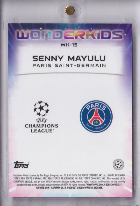 2024-25 Topps Chrome UCC Wonderkids PSG RC Rookie Senny Mayulu /10 Paris Saint-Germain