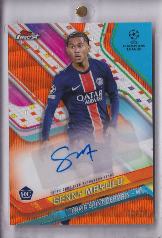 2024-25 Topps Finest UCC Orange Wave Rookie Auto Autograph Senny Mayulu /25