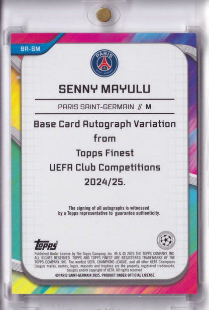 2024-25 Topps Finest UCC Orange Wave Rookie Auto Autograph Senny Mayulu /25