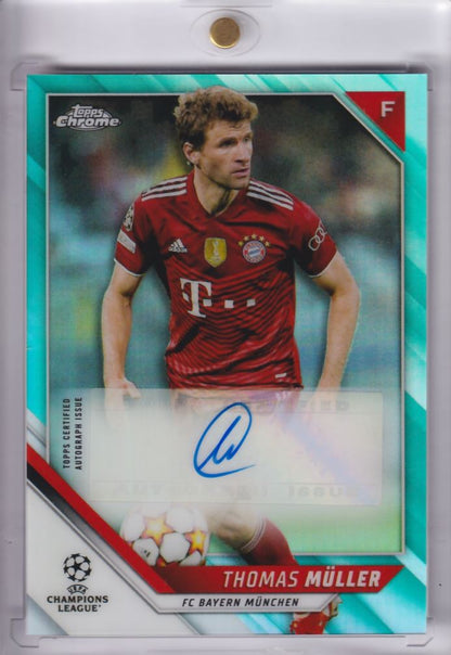 2021‑22 Topps Chrome UCL Aqua Refractor Auto Autograph Thomas Müller /199