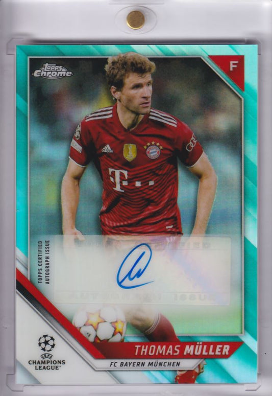 2021‑22 Topps Chrome UCL Aqua Refractor Auto Autograph Thomas Müller /199