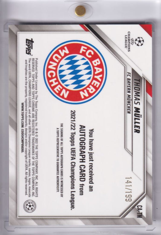 2021‑22 Topps Chrome UCL Aqua Refractor Auto Autograph Thomas Müller /199