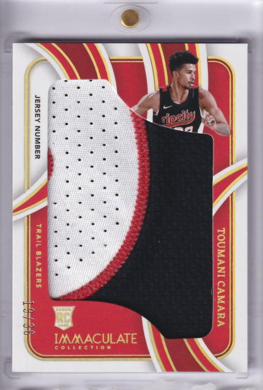2023-24 NBA Panini Immaculate Jersey-Number Patch Toumani Camara RC Rookie /36