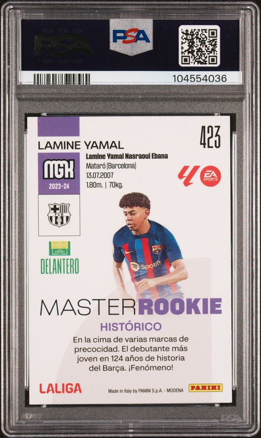 2023-24 Panini Megacracks LIGA EA Sports Master Rookie Lamine Yamal FC Barcelona PSA 9