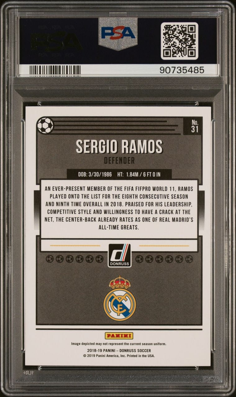 2018-19 Panini Donruss Press Proof Gold Sergio Ramos 53/75 PSA 9 Real Madrid