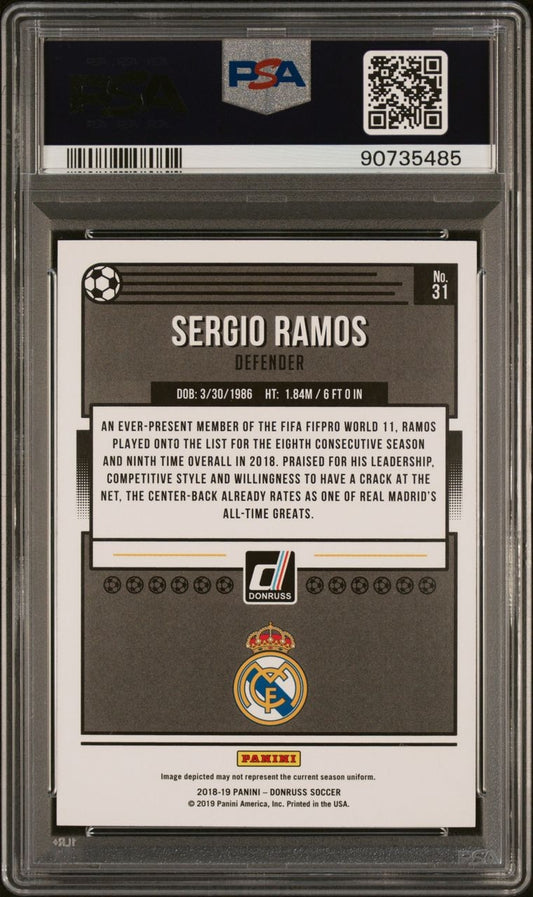 2018-19 Panini Donruss Press Proof Gold Sergio Ramos 53/75 PSA 9 Real Madrid