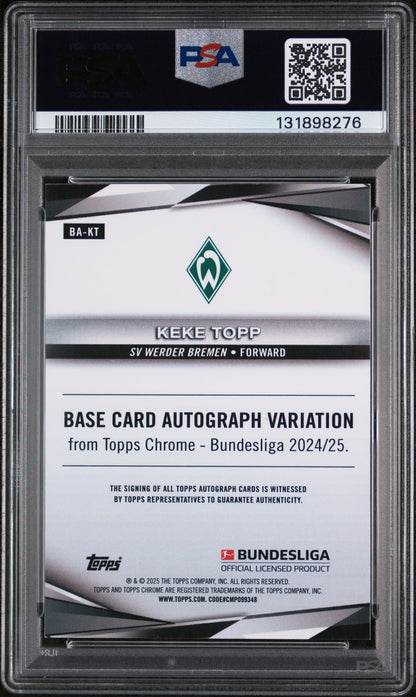 2024-25 Topps Chrome Bundesliga Keke Topp RC Rookie Auto /5 Werder Bremen PSA9 Mint
