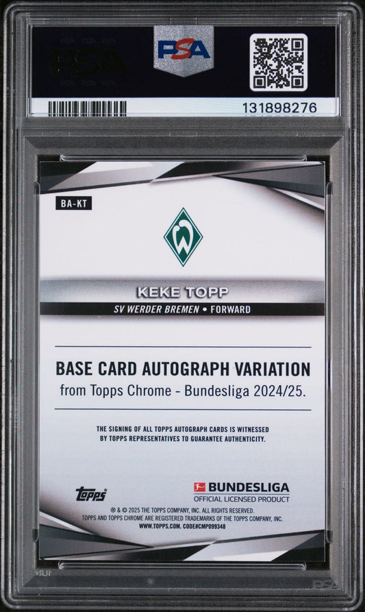 2024-25 Topps Chrome Bundesliga Keke Topp RC Rookie Auto /5 Werder Bremen PSA9 Mint