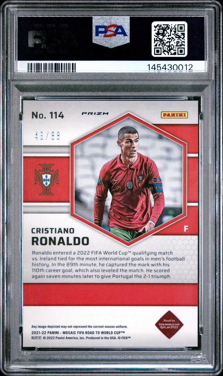 2021-22 Panini Mosaic Fifa World Cup Red & Gold Choice Cristiano Ronaldo 46/88 PSA 9 Portugal