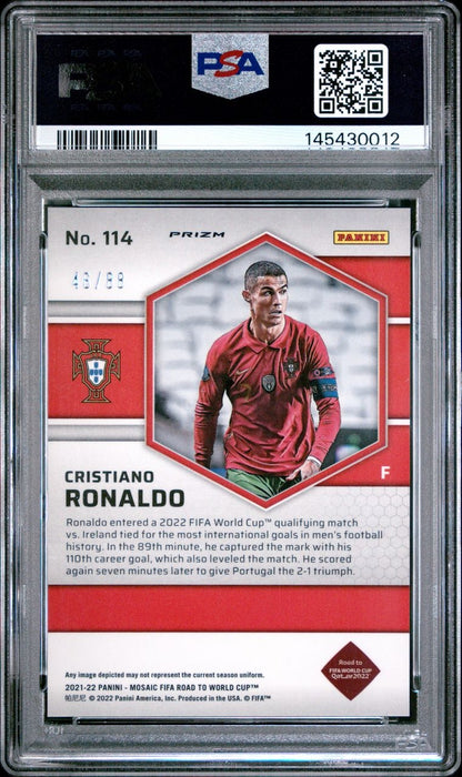 2021-22 Panini Mosaic Fifa World Cup Red & Gold Choice Cristiano Ronaldo 46/88 PSA 9 Portugal