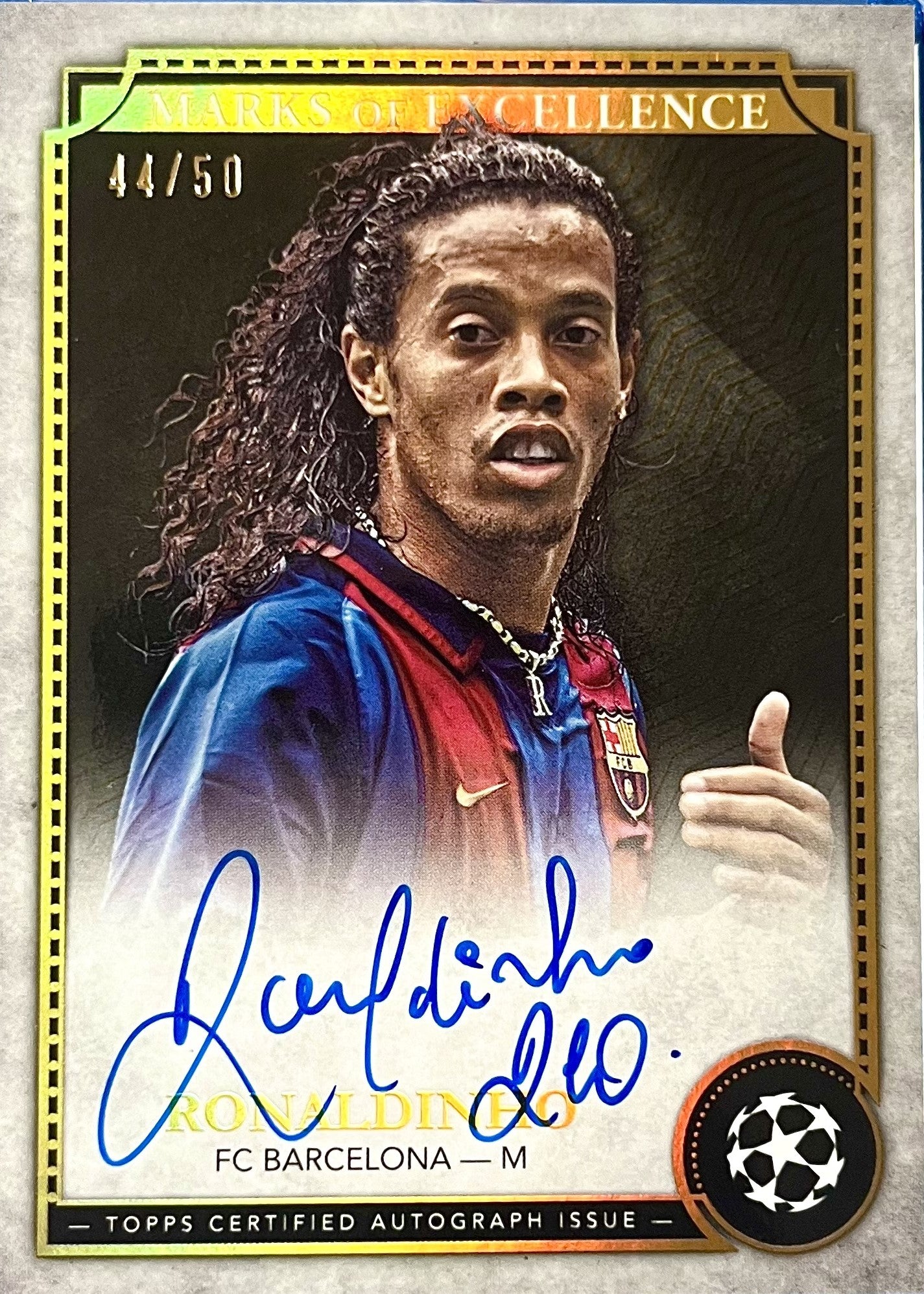 Ronaldinho 2024 Topps Marks Of Excellence Auto Gold Foil /50 FC Barcelona