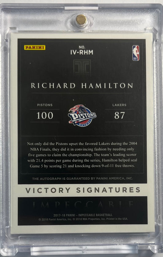2017-18 Panini Impeccable Victory Signatures Auto Richard Hamilton 21/49 Detroit Pistons