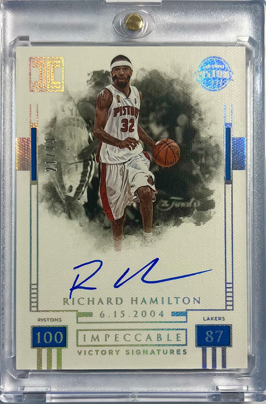 2017-18 Panini Impeccable Victory Signatures Auto Richard Hamilton Karte 21/49 Detroit Pistons.