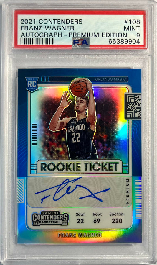 2021-22 Panini Contenders Rookie Auto Premium Edition Franz Wagner Karte PSA 9 Orlando Magic.