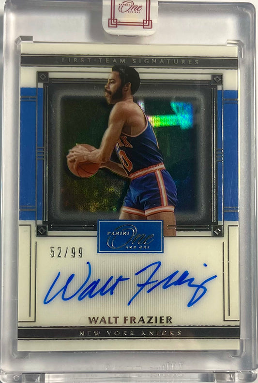 2020-21 Panini One and One On Card Auto Walt Frazier Karte 52/99 New York Knicks.