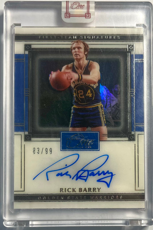 2020-21 Panini One and One On Card Auto Rick Barry Karte 83/99 Golden State Warriors.