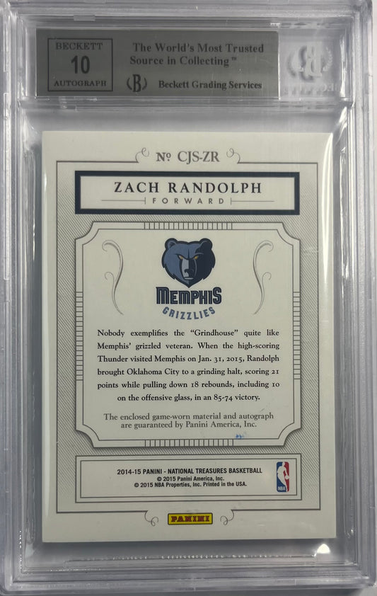 2014-15 Panini National Treasures Colossal Jersey Auto Zach Randolph 27/35 BGS 9 Auto 10 Memphis Grizzlies