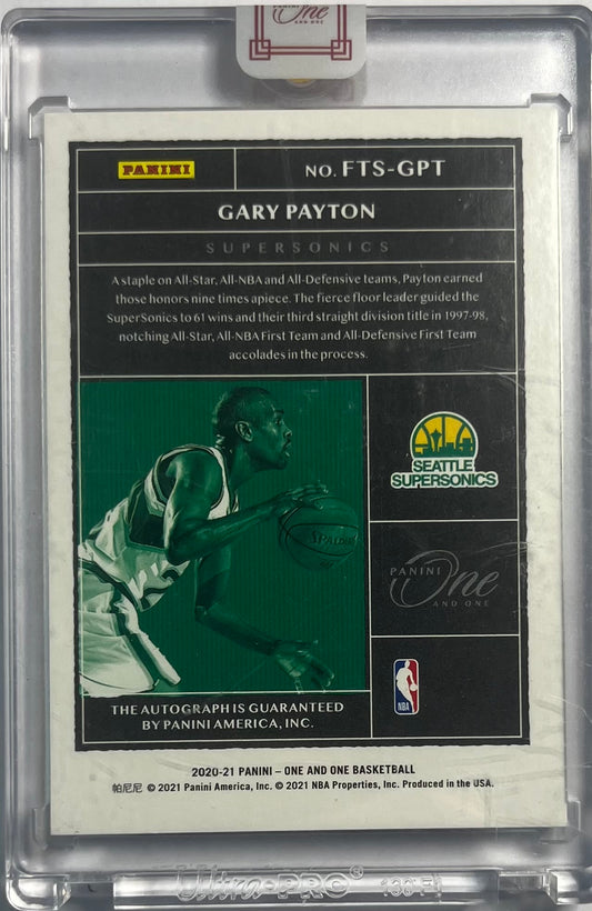 2020-21 Panini One and One On Card Auto Gary Payton 14/35 Seattle Super Sonics