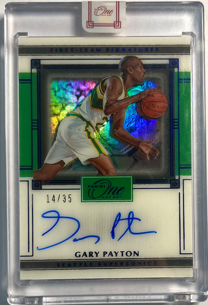 2020-21 Panini One and One On Card Auto Gary Payton Karte 14/35 Seattle SuperSonics.