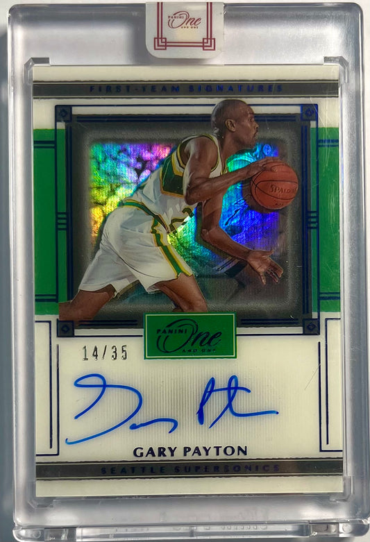 2020-21 Panini One and One On Card Auto Gary Payton Karte 14/35 Seattle SuperSonics.