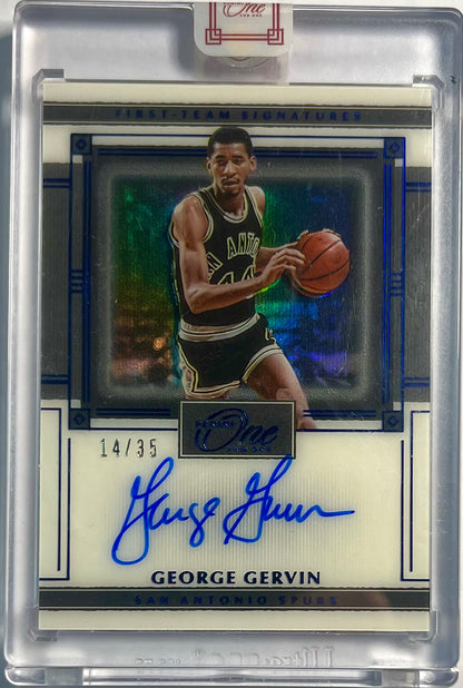 2020-21 Panini One and One On Card Auto George Gervin Karte 14/35 San Antonio Spurs.
