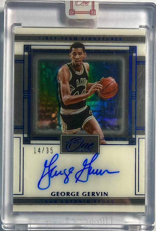 2020-21 Panini One and One On Card Auto George Gervin Karte 14/35 San Antonio Spurs.