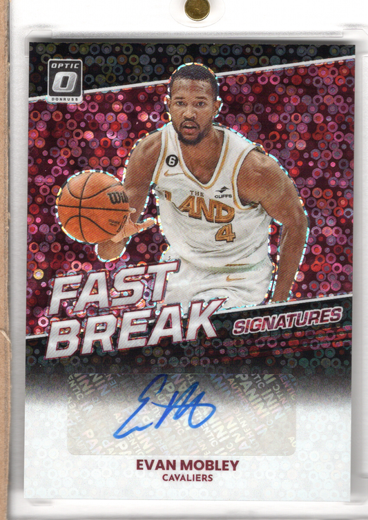 2022-23 NBA Panini Donruss Optic Fast Break Auto Autograph Black Evan Mobley 1/1 One of One Cavs
