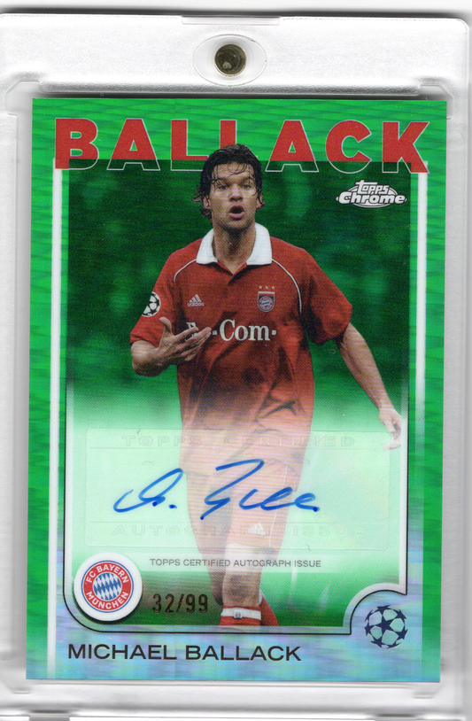 2024-25 TOPPS Chrome UCC Green Refractor Auto Michael Ballack /99 FC Bayern