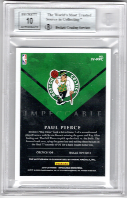 2020-21 NBA Panini Impeccable Victory Auto Paul Pierce /25 BGS 9 Auto 10 Boston Celtics