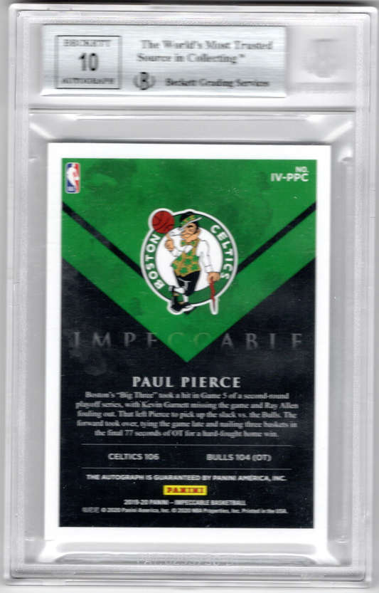 2020-21 NBA Panini Impeccable Victory Auto Paul Pierce /25 BGS 9 Auto 10 Boston Celtics