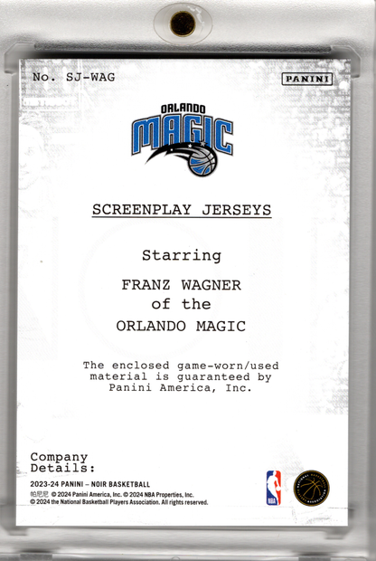 2023-24 NBA Panini Noir Patch Prime Franz Wagner /25 Game Worn Orlando Magic