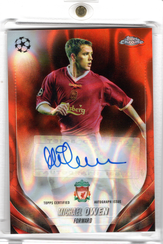 2023-24 Topps Chrome UCC Orange Lava Auto Michael Owen SSP Liverpool FC