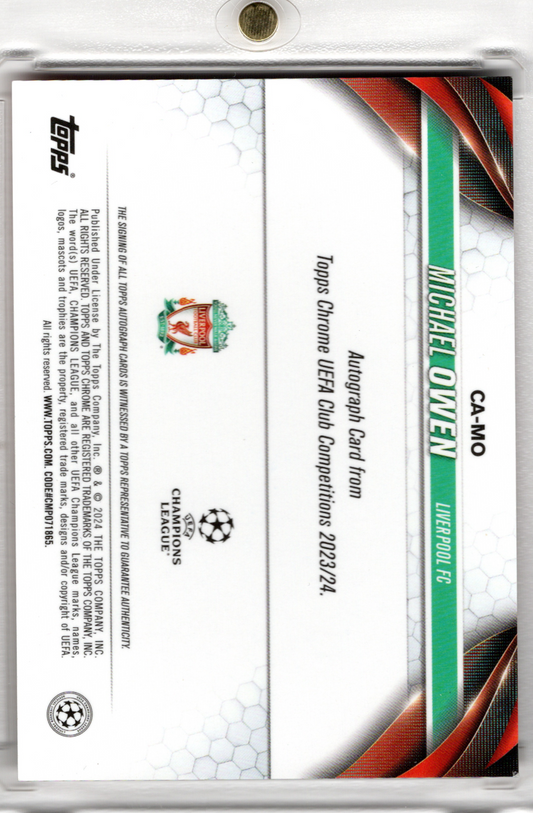 2023-24 Topps Chrome UCC Orange Lava Auto Michael Owen SSP Liverpool FC