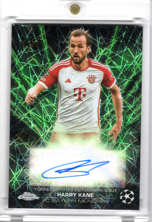 2023-24 TOPPS Chrome UCC Black Lazer Neon Green Auto Harry Kane /99 FC Bayern