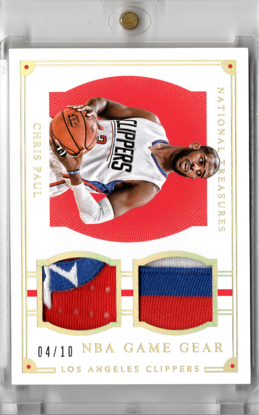 2015-16 Panini National Treasures Game Gear Dual Patch Gold Chris Paul /10 Clippers