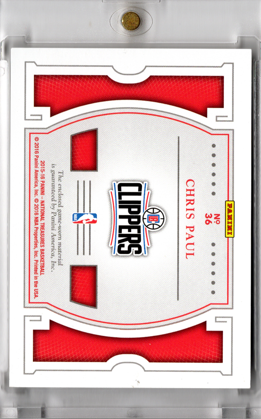 2015-16 Panini National Treasures Game Gear Dual Patch Gold Chris Paul /10 Clippers