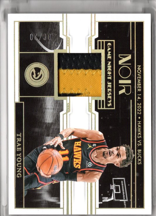 2023-24 Panini Noir Game Night Jersey Patch Prime Trae Young /20 Hawks