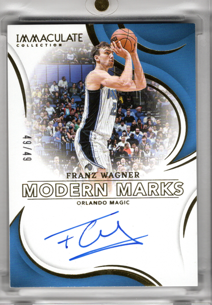 2023-24 Panini Immaculate Modern Marks On Card Auto Franz Wagner /49 Orlando Magic