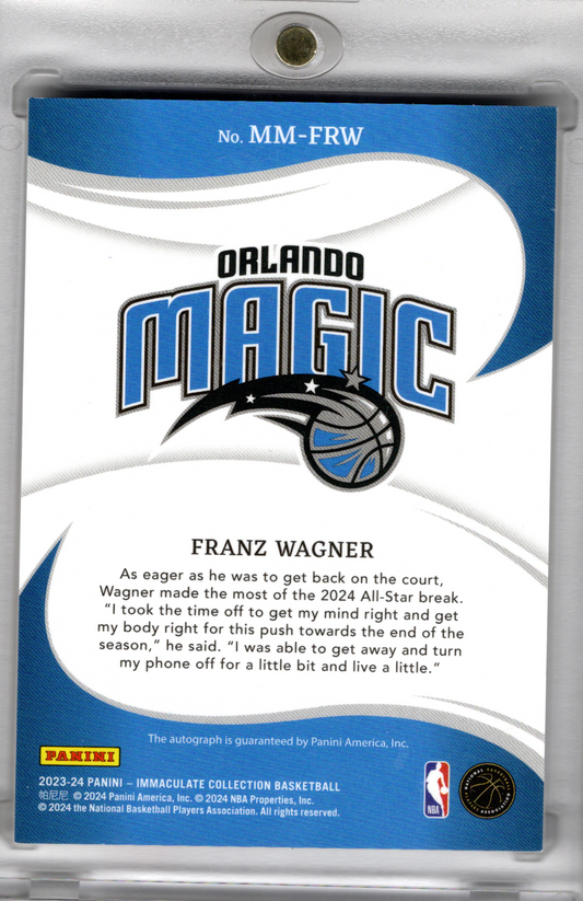 2023-24 Panini Immaculate Modern Marks On Card Auto Ruby Franz Wagner /25 Orlando Magic