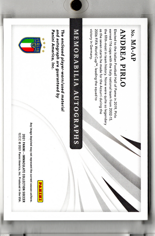 2021 Panini Immaculate Soccer Memorabilia Autographs Andrea Pirlo /8 Player Worn Patch Italien