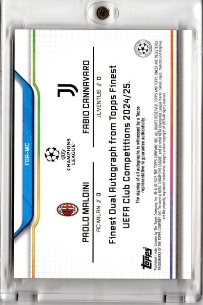2024-25 Topps Finest UCC Dual Autograph Orange Wave Fabio Cannavaro/ Paolo Maldini /25 Milan Juventus