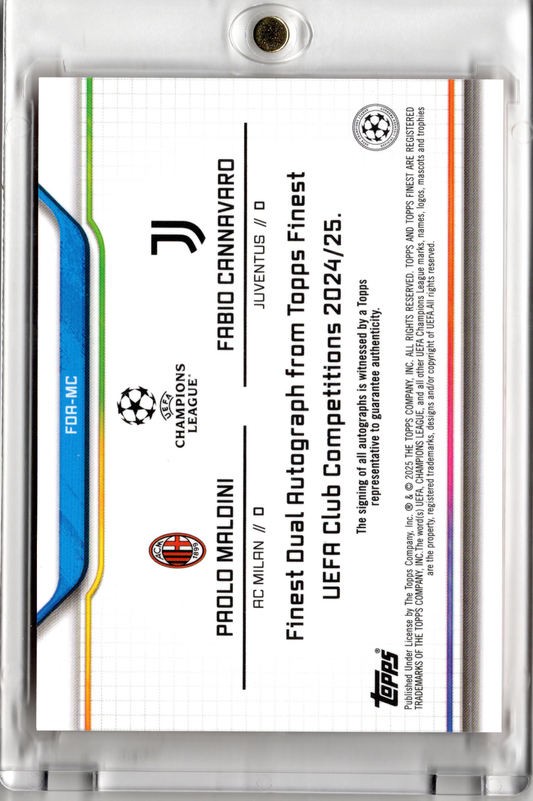 2024-25 Topps Finest UCC Dual Autograph Orange Wave Fabio Cannavaro/ Paolo Maldini /25 Milan Juventus