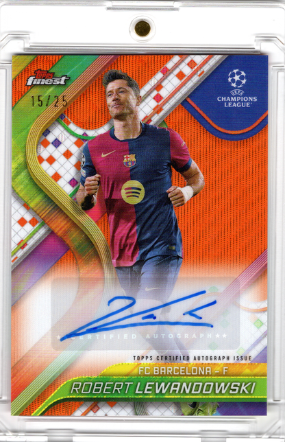 2024-25 Topps Finest UCC Orange Wave Auto Robert Lewandowski /25 FC Barcelona