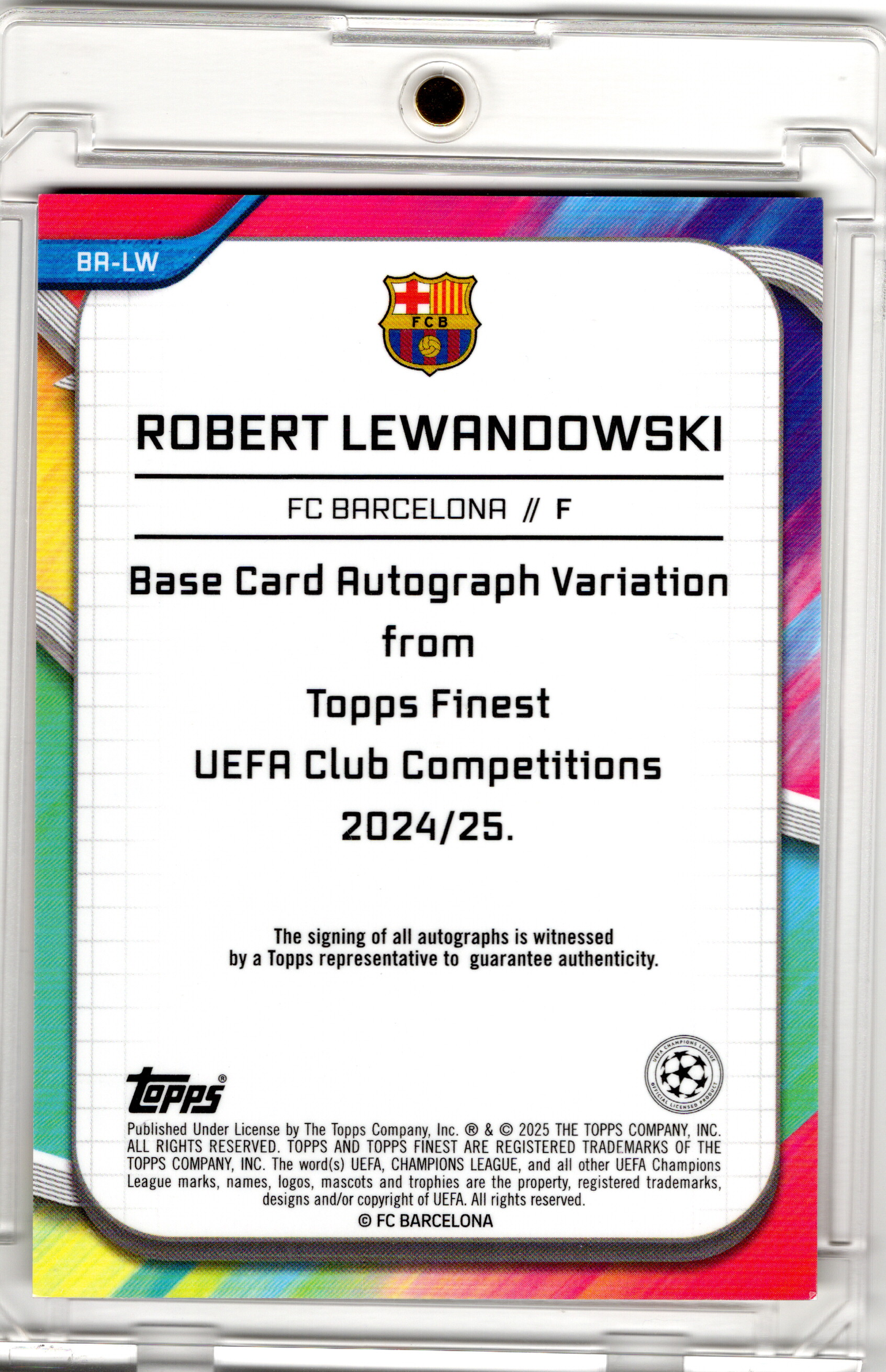 2024-25 Topps Finest UCC Orange Wave Auto Robert Lewandowski /25 FC Barcelona