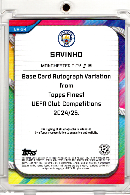 2024-25 Topps Finest UCC Pink Lava Auto Savinho /75 Manchester City