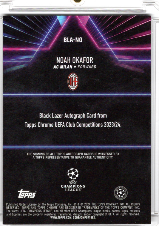 2024-25 Topps Chrome UCC Black Lazer Auto Noah Okafor /99 AC Milan
