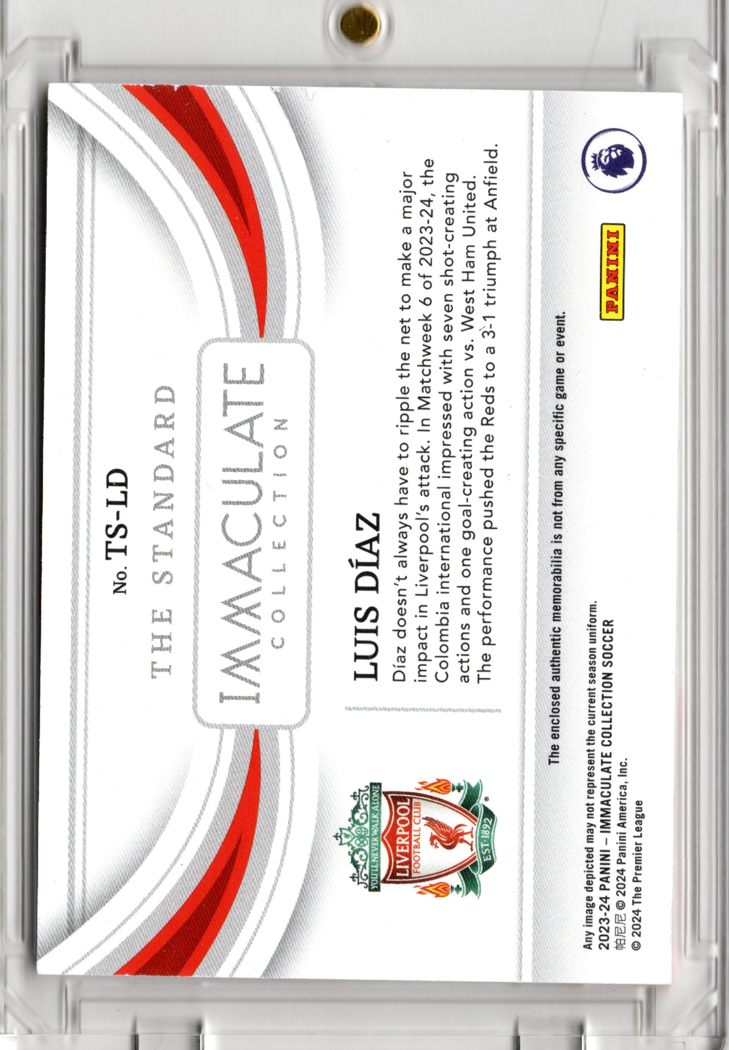 2023-24 Panini Immaculate Soccer The Standard Patch Luis Diaz /30 Liverpool FC