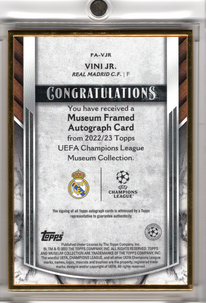 2022-23 Topps Champions League Museum Framed Auto Vini Jr. /99 Real Madrid