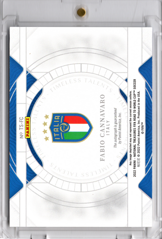 2022 Panini National Treasures Soccer On Card Auto Fabio Cannavaro /99 Italien