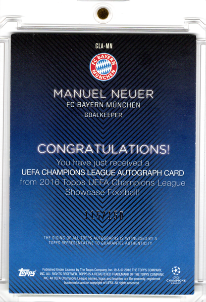 2016 Topps Showcase UEFA Champions League Auto Manuel Neuer /150 FC Bayern